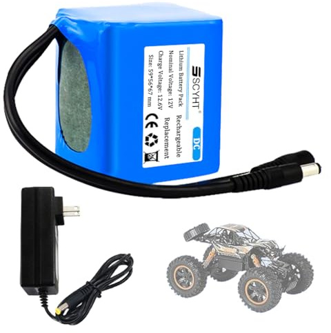 SSCYHT Replacement Battery 12V 7.5Ah Lithium Battery 7500mAh Rechargeable Batteries 12V DC Batteries for Backup Power for Max 90W Motor Kit with BMS,12V7500mAh with Charger