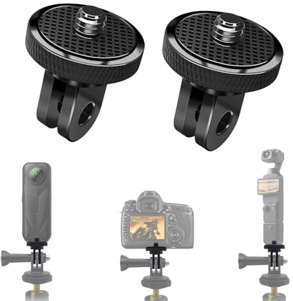 2PC Alluminio Fotografico Treppiede Adattatore Compatibile con GoPro 12-3, 1/4 -20 Vite Conversione Supporto Compatibile con Insta360 X5-X, Action Fotocamera Accessori per Treppiedi, Selfie Stick