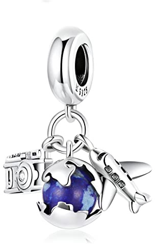 „I Love to Travel“-Charm-Perlen für Armbänder, 925er-Sterlingsilber, Fliegende Weltkugel-Perlen, Jubiläums-Geburtstags-Charm für Pandora-Armbänder