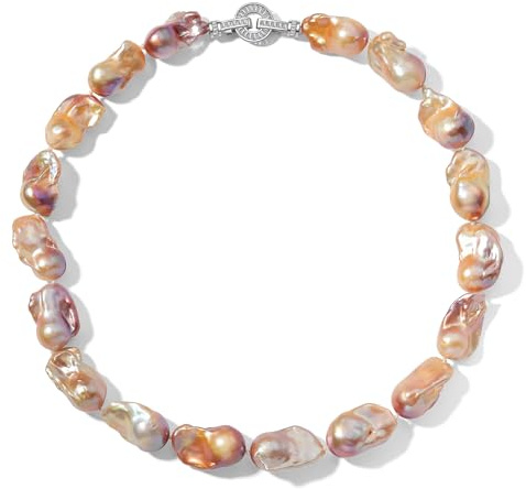 YAMI Barock-Perlenkette aus Echten Süßwasserperlen, 13-16mm Große Barockperlen, Damen Schmuck Geschenk, edle Halskette auf Silberkette, luxuriöses Schmuckstück für Frauen
