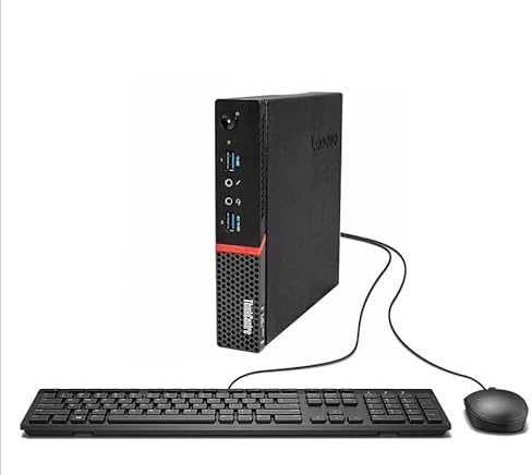 Lenovo ThinkCentre M700 mini Desktop PC, Intel Core i3-6100T, 8GB RAM, 256GB SSD, US Keyboard, WiFi, Bluetooth, Windows 11 Pro (Renewed)