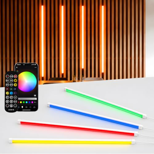 LED Strip Lights for Acoustic Wall Panels, 4x1M Acoustic Panels RGB Embedded LED Light Strips, Wall Panels White LED Lights for acoustic panels & wood slat, App & 2.4G Remote Control, Cuttable