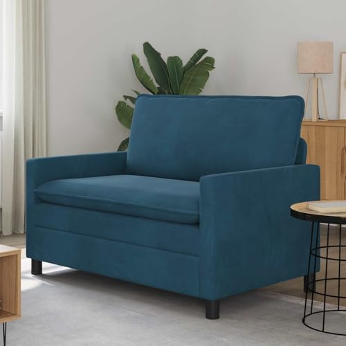 Teenpull Blaues Sofa 2 Sitzer aus Samt 126 x 81 x 87,5 cm, Metallrahmen, innen geeignet für Wohnzimmer Schlafzimmer Arbeitszimmer, bequemes Polstermöbel