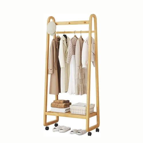 ISCBAFYX Stilvoller, multifunktionaler Herrendiener – Kleiderbügel und Garderobe aus Massivholz mit Hosenhalter, Ablagefach, bodenstehend, 43,1 x 34,2 x 106,6 cm, Elegantes braunes Finish