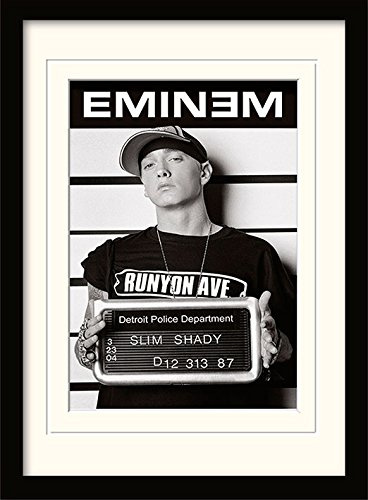 Eminem Mugshot Mounted & Framed 30 x 40cm Print, MDF, Multi-Colour, 42 x 32 x 2.4 cm