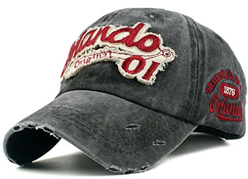 Sporty Baseballcap Orlando Original Vintage Style Used Washed Look Retro Outdoor Kappe Mütze Cap Schirmmütze Basecap verstellbar, Schwarz, verstellbar von ca 55-60cm