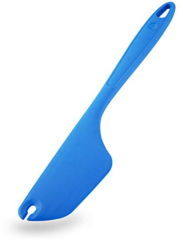 Kochblume Allzweckschaber | Premium-Silikon | Hitzebeständig | Spülmaschinenfest | Mit Aussparung für Teigreste an den Knethaken | 31cm | Farbe: blau