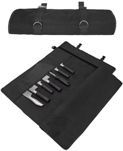Chef’s Knife Roll Bag,Waxed Canvas Chef Knife Bag,Portable 10 Slots Chef Knife Case Plus 1 Zipper Pockets Hold Home Kitchen Knife Tools Up To 18.8”,Heavy Duty Knife Bags For Chefs