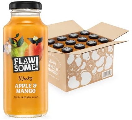 Flawsome - Cold-Pressed Juice - No Added Sugar Pressed Apple & Mango Juice – 100% Natural Pure Juice with No Sweeteners – Craft Vegan Juice Not from Concentrate (Apple & Mango 12 x 250m)