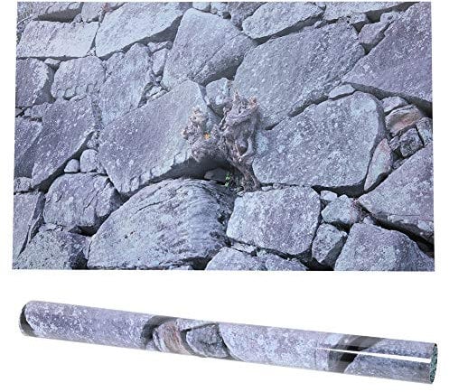 Zerodis Aquarium Sticker, Rock Stone Fish Tank Wallpaper Easy to Apply and Remove PVC Sticker Pictures Poster Background Decoration (122 * 46cm)