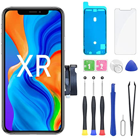 -Set für iPhone XR Display 3D Touch LCD Display Digitizer Komplette Montage mit Schutzfolie und Klebestreifen, kompatibel mit iPhone XR A1984, A2105, A2106, A2108 (6,1 Zoll)