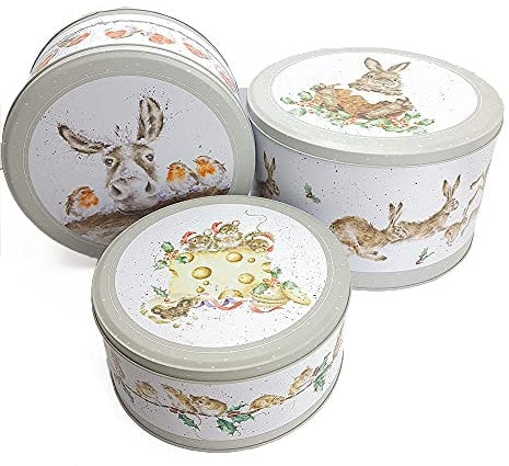 Wrendale Designs by Hannah Dale - Country Christmas Cake Tin Nest - 250mm, 225mm & 195mm diameter