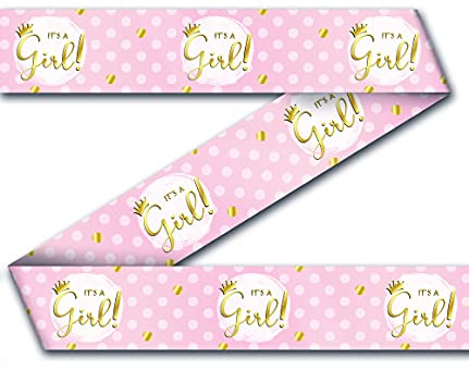 PD-Party 7033029 Party Dekoration Tape | Festliche | Partei Feier - It's a girl, Rosa/Weiß, 1200cm Länge x 9cm Breite x 0.1cm Höhe