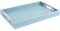 Home Redefined Modern Elegant 18x12 Rectangle Light Baby Blue Glossy Shagreen Decorative Ottoman Coffee Table Perfume Living Room Kitchen Serving Tray with Silver Metal Handles for All Occasion's