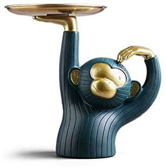 NENBOLEC Affen Skulptur Figuren Modern Geschenk Dekor Vorratsdosen Keksdose Polyreisn 21cm