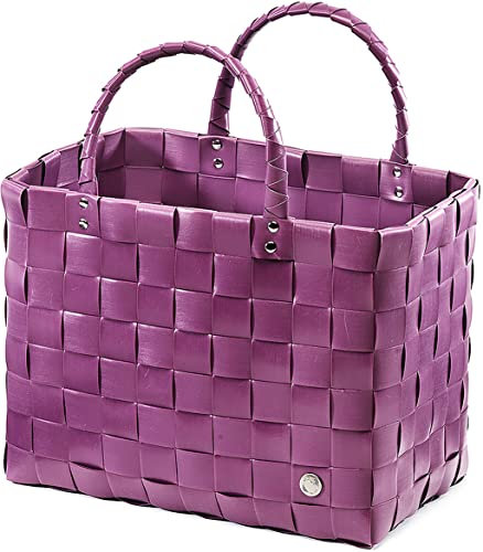 Kobolo Tasche Einkaufskorb geflochten Kunststoff Shopper - Fuchsia XXL - 36x22x28 cm
