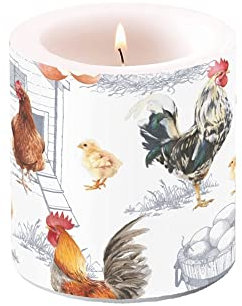 Miss Lovely Stumpen-Kerze Windlicht HÜHNERFARM & HAHN Oster-Fest Moderne Oster-Deko Ostern Tisch-Dekoration Frühstück Kerze Frühlings-Dekoration Frühling