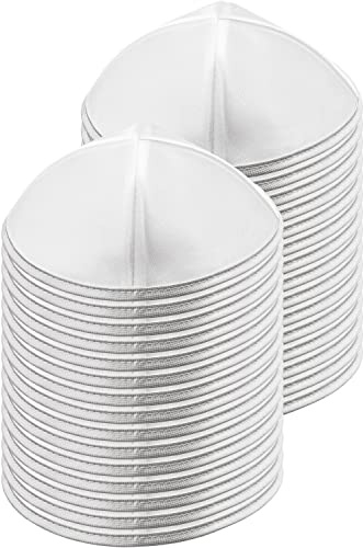 Yamaka-Hut, 19/20 cm, Satin, für Herren und Jungen, entworfen in Israel, 10 Stück oder 30 Stück, weiß/silberfarben, MEDIUM