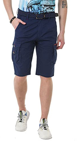 Cipo & Baxx Herren Shorts Bermuda Capri Cargohose Premium Kurze Hose Pants CK265 Dunkelblau W31