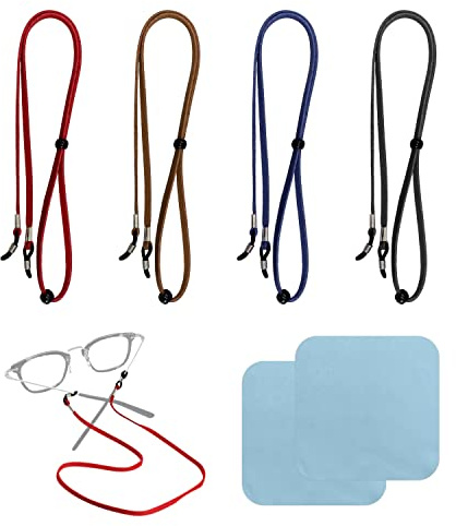4 Pièce cordon de lunettes, avec 2 chiffons de nettoyage, accessoires de Vieux miroir floral, porte - lunettes, ajustable cordon à lunettes, cordon de lunettes de sport, pour le sport et les loisirs