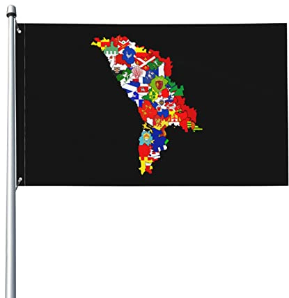Moldawien-Flagge, Landkarte, 9,1 x 1,5 m, UV-beständig, Gartenflagge, Außenflagge mit Ösen