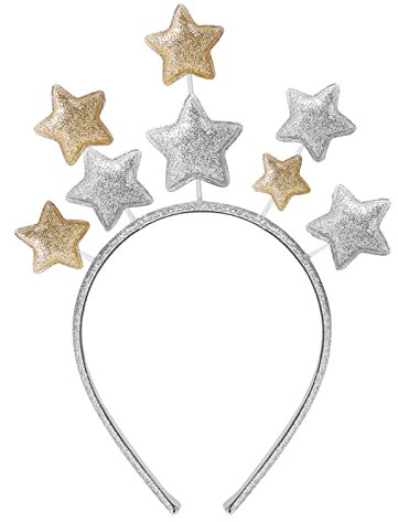 WLLHYF Glitzerstern-Stirnband Valentinstag Haarbänder Prinzessin Glitzerband Party Haarstirnbänder Zubehör für Frauen Mädchen Kinder Erwachsene Halloween Weihnachten Festival Geburtstagsfeier(Silber)
