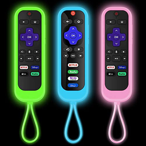 Climberer [3Pack] Roku Remote Case Cover Compatible with TCL/Hisense roku TV |Sharp Roku TV | Roku Express 4K+，Glow in The Dark Makes it Easy to find