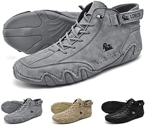 Stivali Alti In Pelle Scamosciata Fatti A Mano Italiani - Scarpe Becks Scarpe Da Ginnastica Casual In Pelle Scamosciata Impermeabili, Stivali Chukka Da Uomo Antiscivolo Traspiranti All'aperto(Color:gr