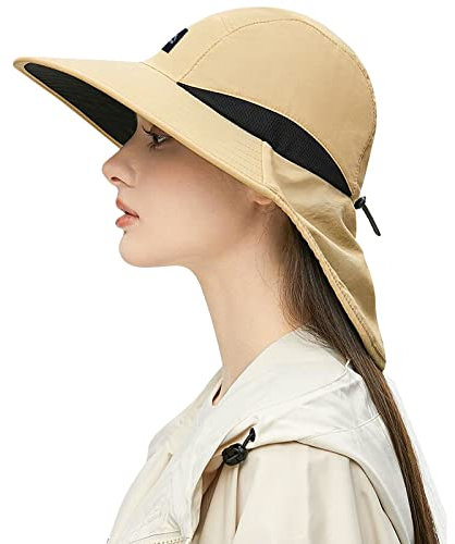 CLAPE Atmungsaktiv Mesh Sonnenhut Outdoor Safari Hat mit Nackenschutz Schnelltrocknend Boonie Hat UV Protection Sun Hat Faltbar Buschhut