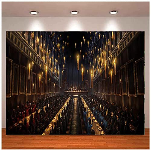 Magic Castle Sorcière Sorcière École Photographie Toile de Fond Hall Bougies Église Studio Photo Arrière-Plan Bannière Affiche 300x200cm
