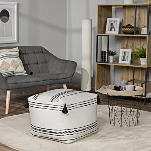 Paco Home Indoor Sitzsack Sessel Wohnzimmer Sitzkissen Hocker Sitzhocker Bodenkissen Fußhocker Pouf Quadratisch Modern Ungefüllt 50x50x40 Mit Quasten