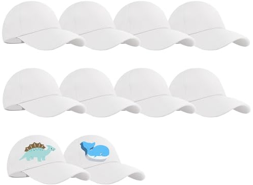 10Pcs Kids Baseball Caps White Peaked Cap DIY Adjustable Outdoor Blank Hat