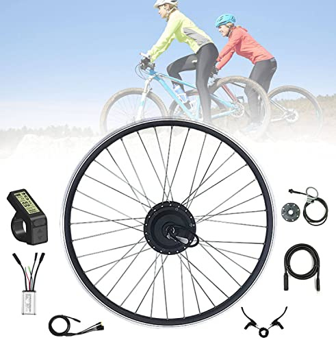 Elektrofahrrad Umbausatz Vorderrad, 36V/48V 350W/500W Ebike Umbausatz 20/24/26/27.5/28/29/700C Rad, bürstenloser Nabenmotor, E-Bike Naben-Set mit PAS System,2