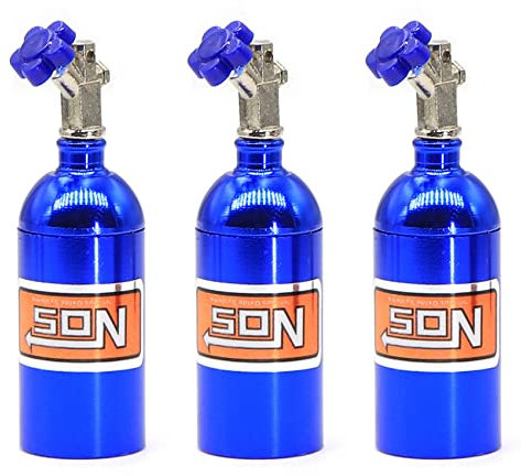 LLKOZN Lot de 3 bouteilles d'azote simulées en métal NOS pour voiture Crawler RC 1/10 TRX4 D90 D110 Axial Scx10 90046 Bleu