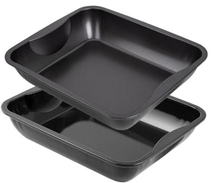 Zenker 9914750 Lot de 2 plats à four XXL rectangles, plat à four, plat à poulet, plat rectangle XXL, Acier, Noir, 40 x 34 x 8 cm