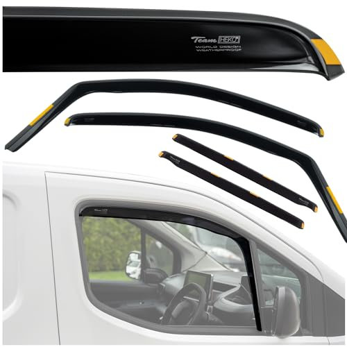 HEKO - Kompatibel mit Ford Transit Connect 2014-2021 Seitenscheiben-Windabweiser; Vorne; 4 Stk.; Regenabweiser, Windabweiser, Getönt, Stromlinienförmig; Einfache Montage; Schutz vor Wind und Regen