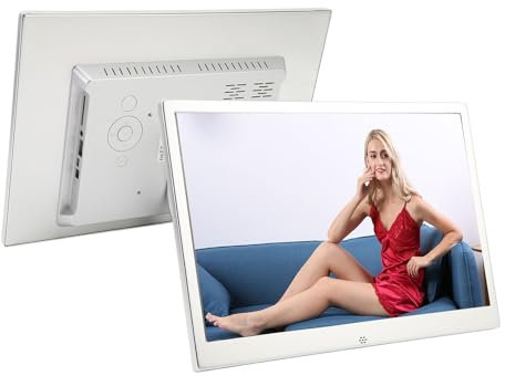 13 Zoll Digitaler Bilderrahmen, Digitaler Bilderrahmen aus Aluminiumlegierung mit Fernbedienung, Intelligenter Elektronischer Bilderrahmen für Freunde und Familie (EU-Stecker)