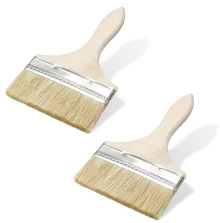 BCZR 2 Pièces Pinceau en Soie pour Vitrifier Ou Vernir, Spalter, Peinture Bois, Lasure Taille 100Mm X 30Mm, Large Peinture, Peiceaux, Plat (100 Mm)