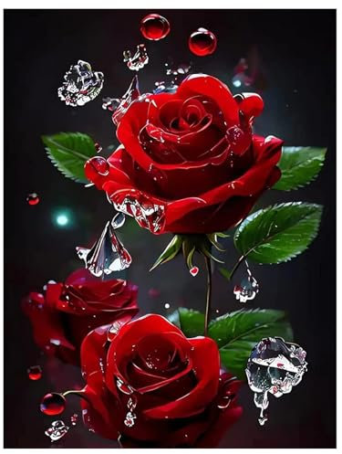 MHDUYEG Diamond Painting Rosen Diamond Painting Diamant Painting Bilder Diamond Painting Gefrorene Rose Full Drill Cross Stickerei DIY Cross Stickerei Malerei Kits Wand Dekor