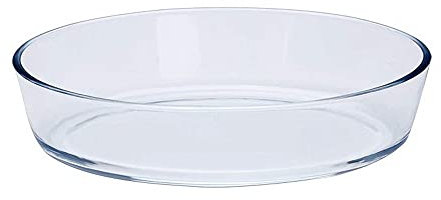 TiStm Assiette à tarte ronde en verre, plat de service à tarte haute résistance à la chaleur, moules de cuisson en verre transparent for gâteau, tarte, tarte, flan (Size : 2.4L)