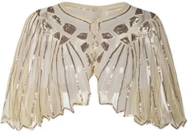 Proumhang Châle de Soirée pour Femmes Cape de Soirée Art Déco 1920 à Paillettes et Perles Foulard de Mariage Vintage Taille Unique Beige