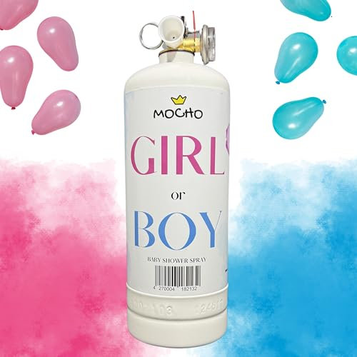 MoCho® Gender Reveal Spray Rauch Feuerlöscher XXL 1,2kg Girl or Boy Babyparty Geschlechtsenthüllung Pulverspray Party Pulver Junge (Blau)