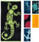Pure Label Strandtuch 90x180 cm | Velour Strandlaken aus 100% Baumwolle | Pflegelichtes, saugstarkes Strandhandtuch mit einem Gecko (Grün/Schwarz)