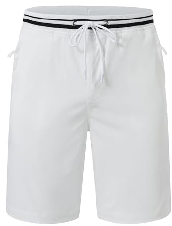 Huayuzh Kurze Hosen Herren Chino Shorts Sommer Stretch Cargo Baumwolle Hose Elastische Taille mit Reißverschlusstasche