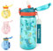 wooshwa Gourde Enfant avec Paille, Pour Garçons, Anti-Fuite, Étanche, 600 ml Bouteille Enfant sans BPA, Verrouillage Sécurisé, Bouteilles d'eau pour Maternelle l'école Sport, Dinosaure