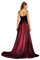 Misshow Robe pour Mariage Demoiselle d'honneur avec Fente Elégante Robe Femme Cérémonie Anniversaire sans Manches Bordeaux M