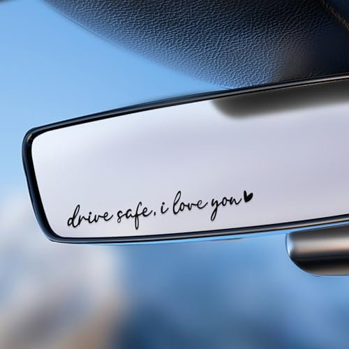 JIEYAO 4 Stück I Love You Drive Safe Spiegelaufkleber, Aufkleber für Rückspiegel und Fenster mit Herz Vinyl Aufkleber Selbstklebender Süße Aufkleber Autozubehör Geschenk für Fahrer Frauen Männer