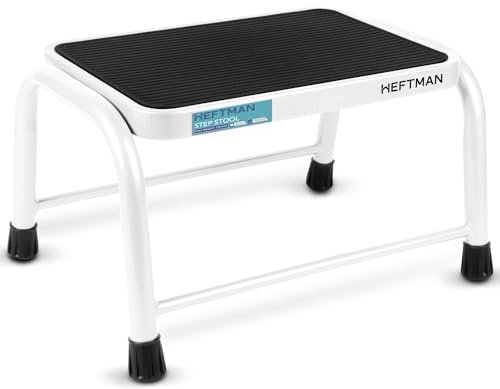 HEFTMAN White Step Stool - Heavy Duty Caravan Stool with Non-Slip Grooves and Rubber Feet, Holds 150 kg, for Garden, Home, Motorhome, Hot Tub, Kitchen