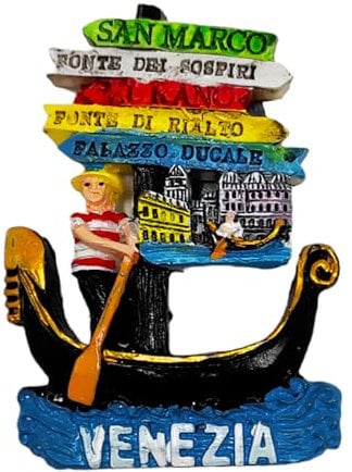 Calamita Magnete da frigorifero 3D di Resina Venezia Gondola Souvenir Regalo Casa Cucina da Collezione 8X6 cm (60442)