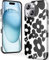 LUXMERRY for iPhone 13 Mini Case - Wireless Charging Compatible - Dual-Layer Hard Shell + Silicone Cover - Shockproof Protective Phone Case with Trendy Designs for Women - Black Flowers